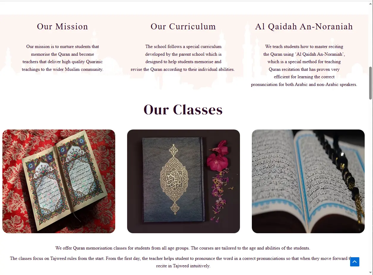 Quran School Website Design - 2